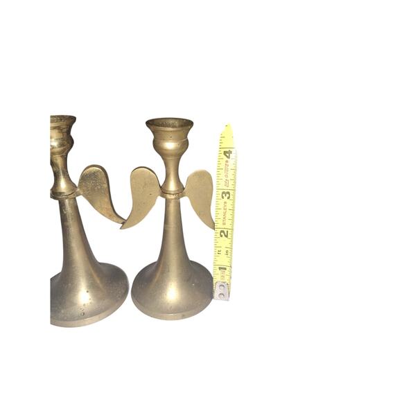 Vintage Lot 4 Holiday Brass Small Angel‎ & Denmark Brass Candlestick Holders - Picture 4 of 4